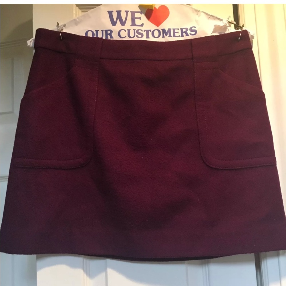 J.Crew Plum Wool-Blend Mini-Skirt